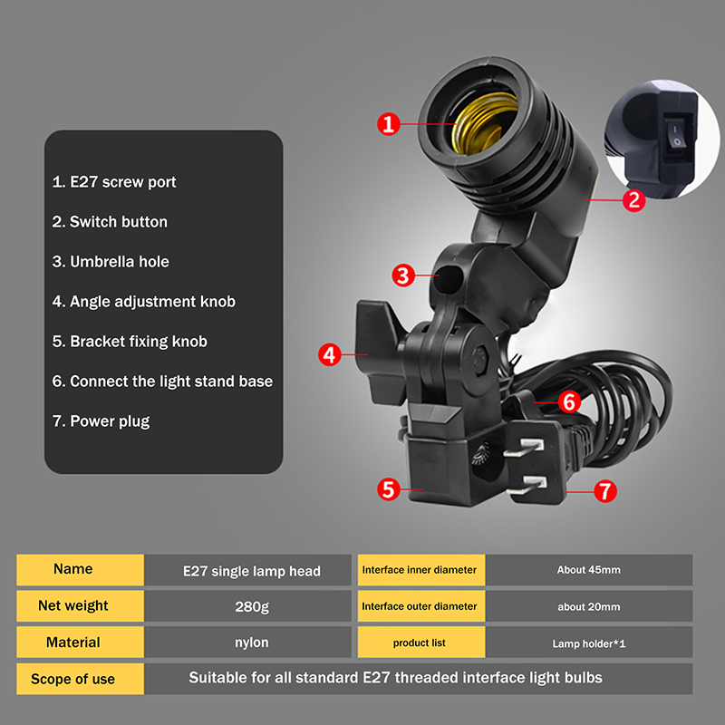 E27 AC Socket Lamp Single Head - Photography Lightning recensie en prijs